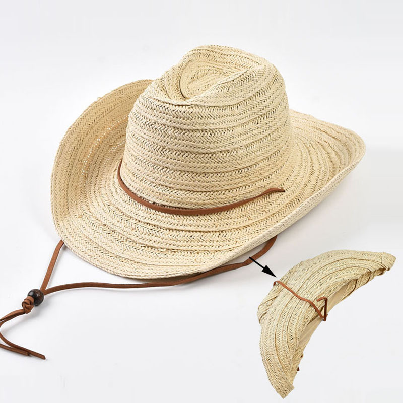 Cowboy Hat Straw - 紙製ストローカウボーイハット 女性用 男性用 夏 カリフォルニアガール 海辺の休暇