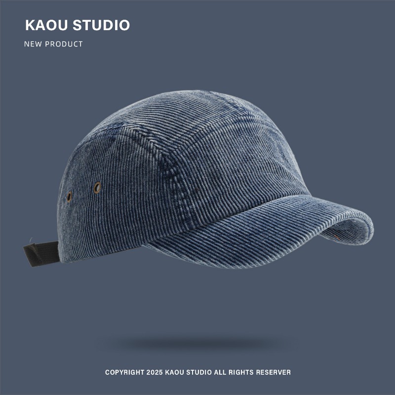 Corduroy Cap 5 Panel - ユニセックス5パネルコーデュロイキャップ、無地野球帽、和風レトロスタイル、秋冬用調節可能カジュアルハット