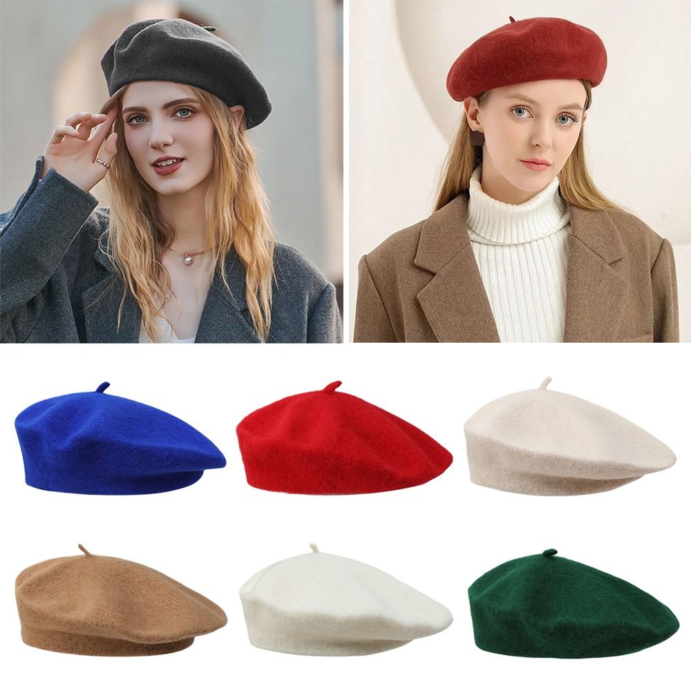 Beret French Wool - ユニセックスウールベレー帽,フレンチスタイル,兵士の帽子,ユニフォームキャップ,新品