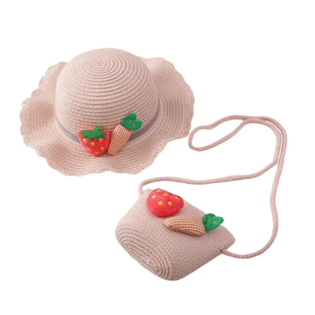 キッズ用麦わら帽子 日焼け防止 ピンク 54cm 幅広つば  - Sun Hat Wide Brim のレビューと価格
