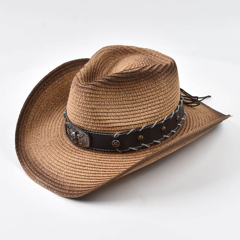 夏用ウェスタンカウボーイ麦わら帽子 男女兼用 アウトドア 広 - Cowboy Hat Straw のレビューと価格