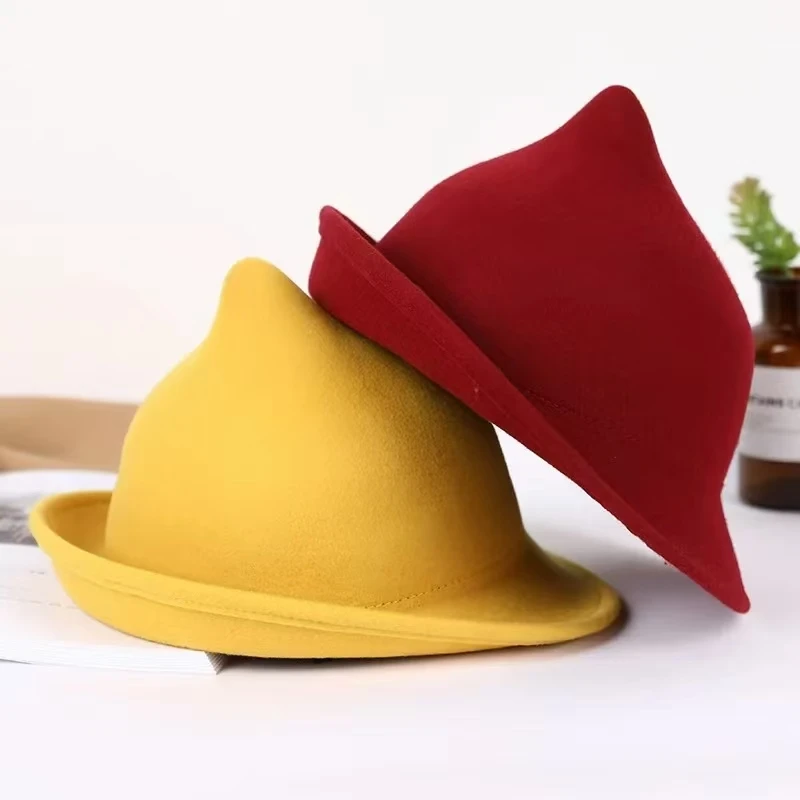 ファッショナブルな魔女 100% ウール尖った魔女帽子ロール - Fedora Hat Wool のレビューと価格