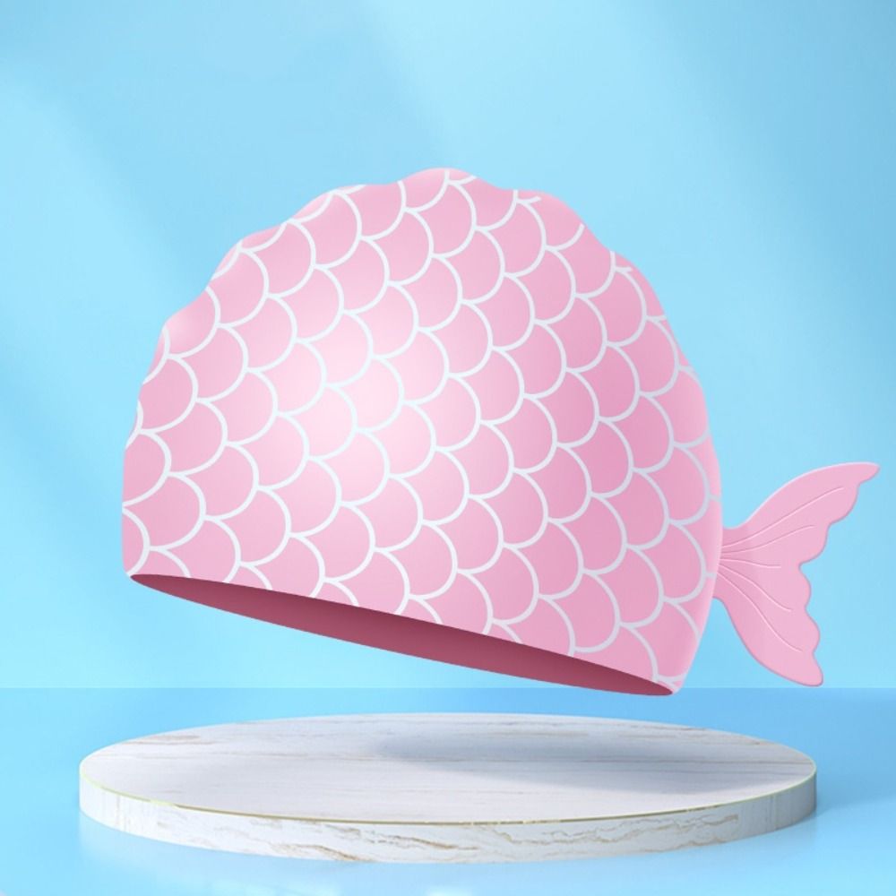 かわいい魚子供用水泳キャップ漫画耳保護シリコーン水泳キャップ - Swim Hat Silicone のレビューと価格