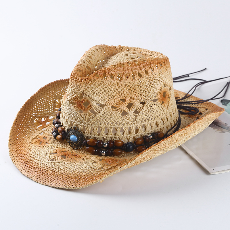 スペインのレトロなカウボーイ麦わら帽子春夏ユニセックス旅行ビ - Cowboy Hat Straw のレビューと価格