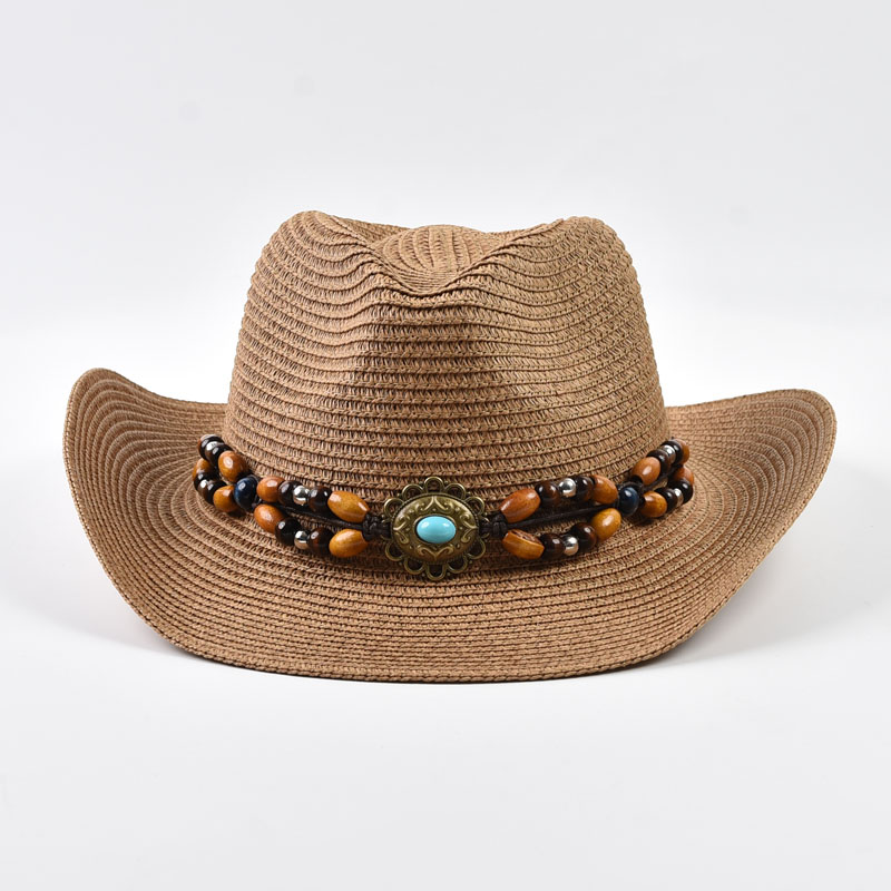わら製ウエスタンカウボーイハット女性男性用折りたたみ式つば広 - Cowboy Hat Straw のレビューと価格