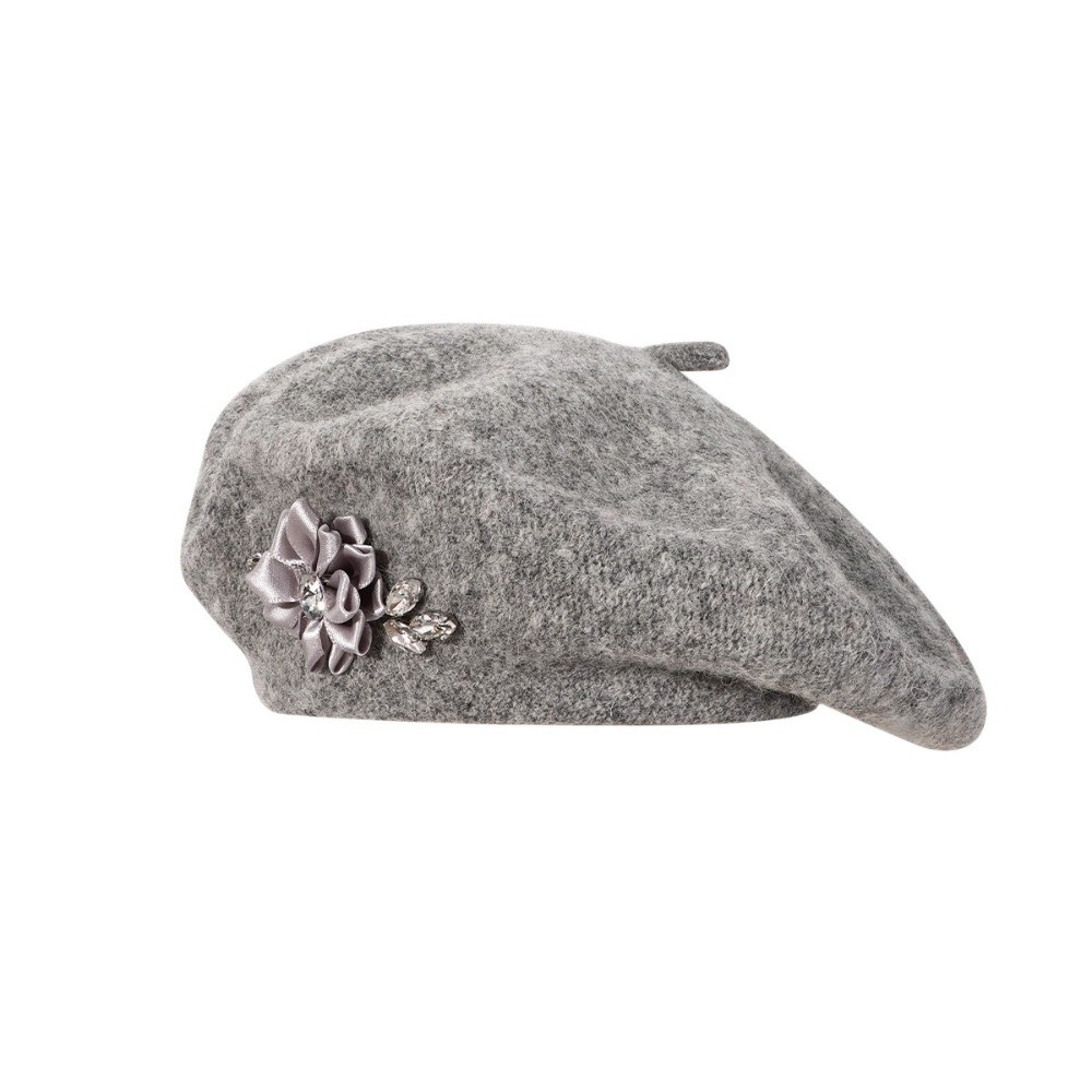 ヴィンテージ無地ウールベレー帽クリスタル装飾ソフトフレンチス - Beret French Wool のレビューと価格