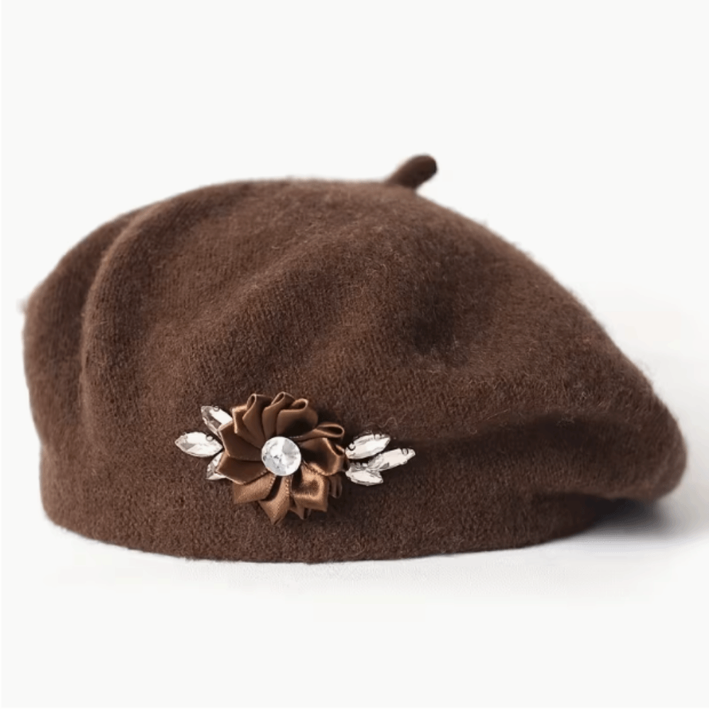 ファッションソリッドカラーウールベレー帽クリスタル装飾ソフト - Beret French Wool のレビューと価格